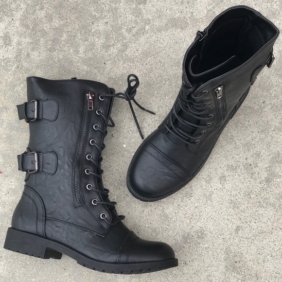 Last 1 Size 6 Nature Black Combat Boot Buckle deco - Picture 2 of 8